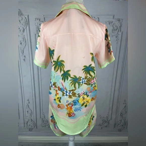 Cocomo Island Loose Fit Casual Shorts Set Single-Breasted Tropical Top - Picture 6 of 16